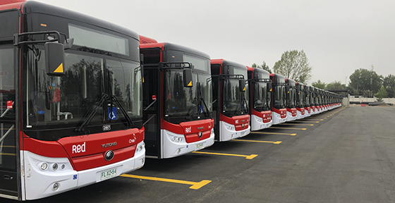 Comenzaron a rodar 100 nuevos buses eléctricos en Santiago